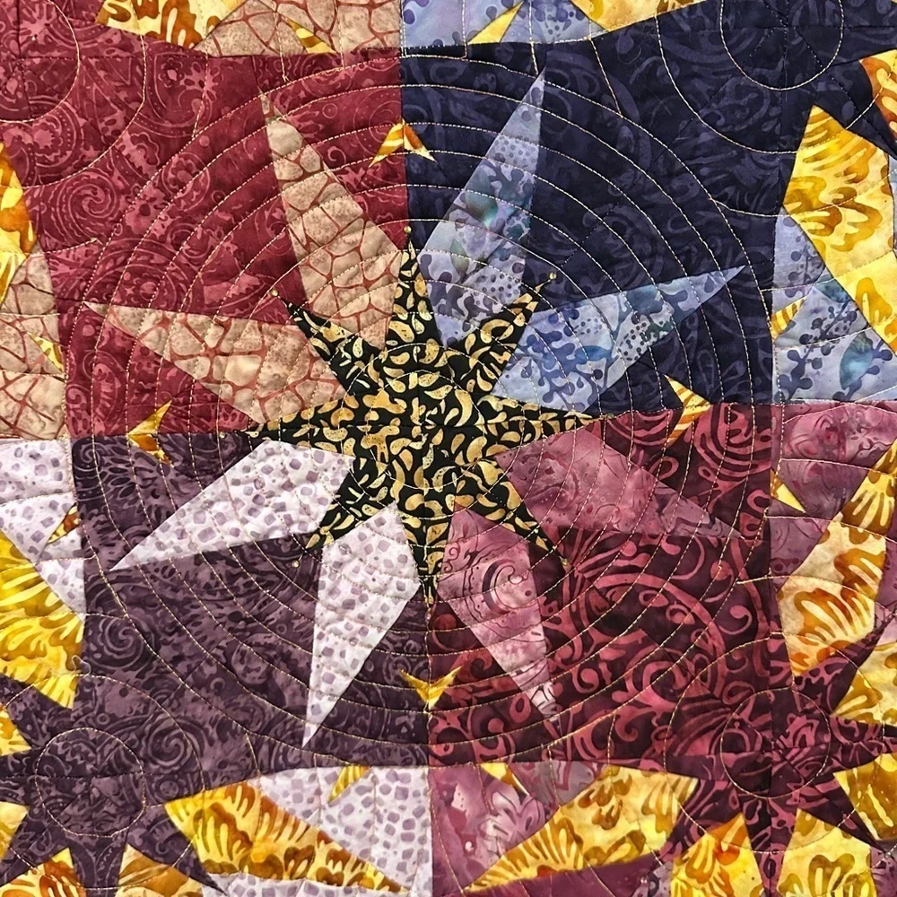 39x39” Multicolor Star Pattern Handcrafted Quilt wall hanging art